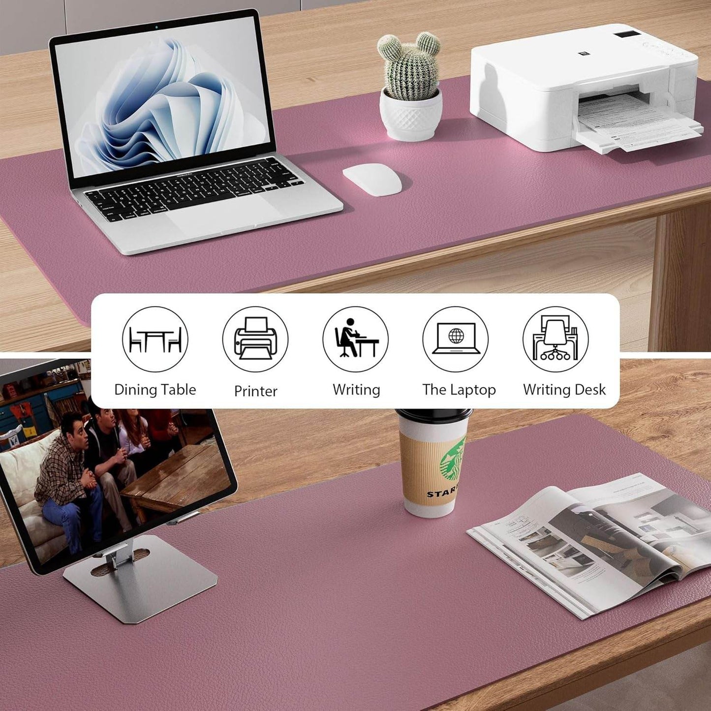 The Studio Mat - Luxe Leather Desk Protector in Blush Pink - Versatile Hope