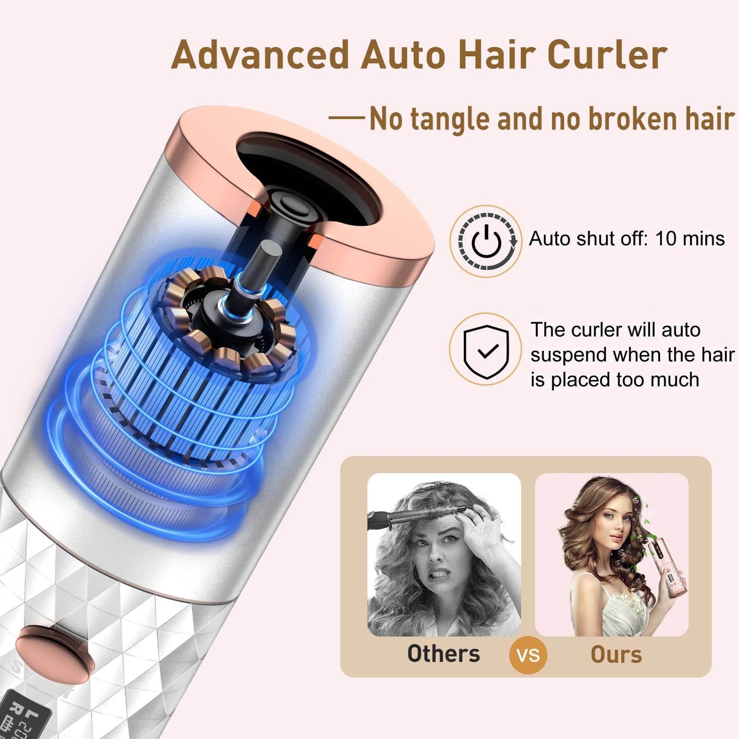 The Mirage Automatic Curling Wand - Effortless, Tangle-Free Curls - Versatile Hope