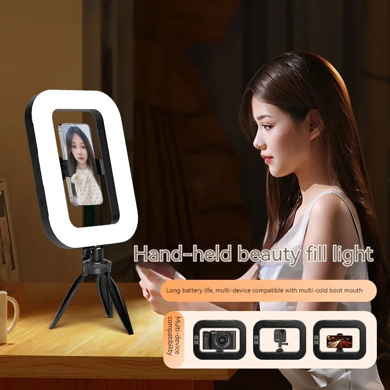 Versatile LumaHalo Pro — Rechargeable Handheld & Desktop LED Ring Fill Light for Live Streaming, Selfies & Mobile Content Creation