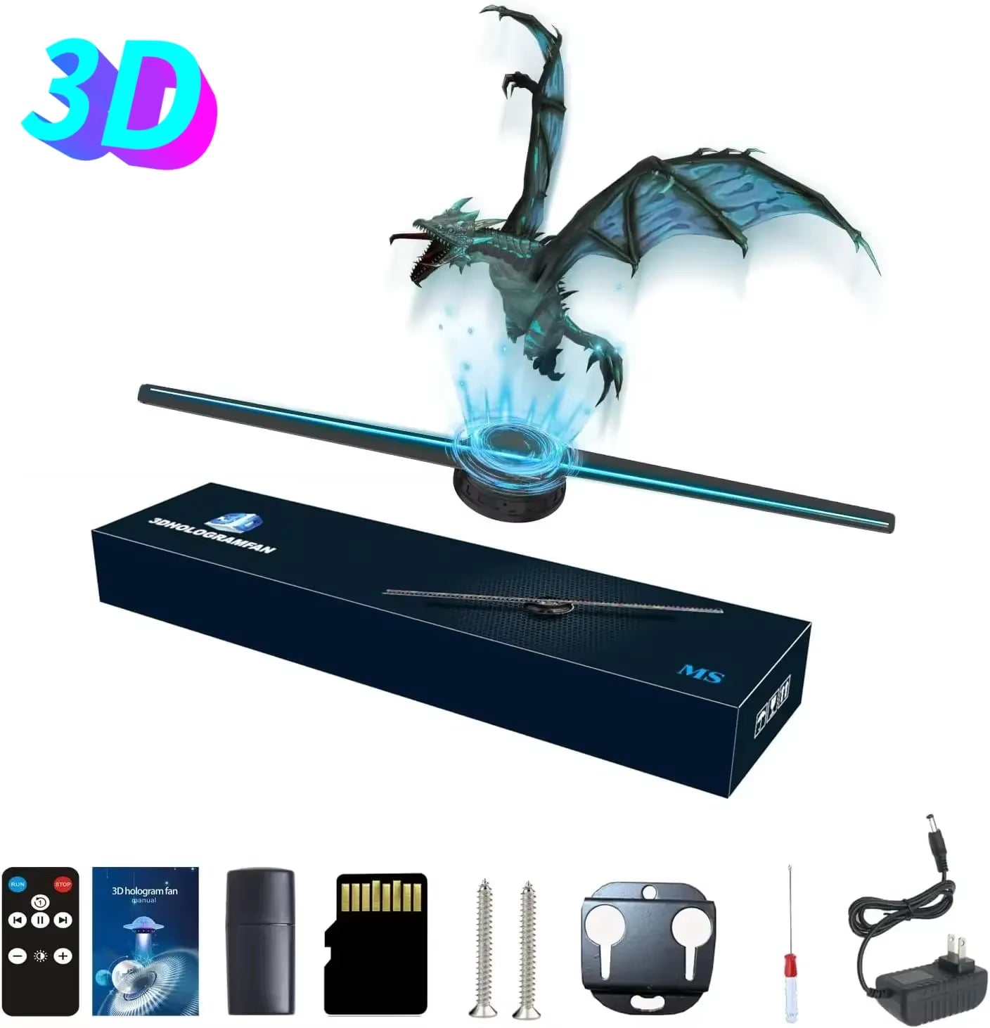 Versatile HoloWave Pro — 42 cm 3D Holographic Fan Display (HD) for Retail, Events & Seasonal Installations
