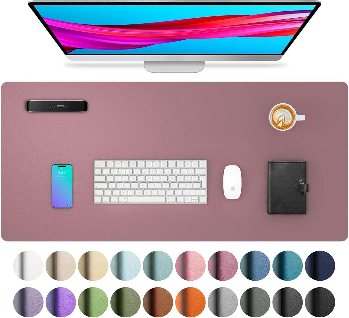 The Studio Mat - Luxe Leather Desk Protector in Blush Pink - Versatile Hope