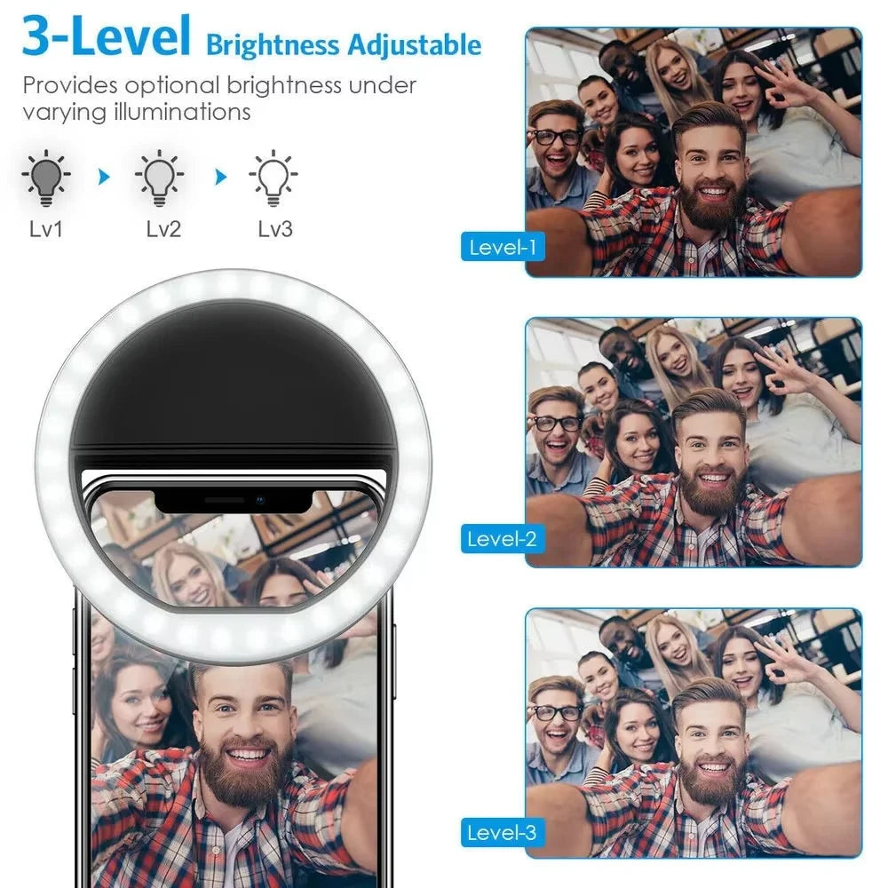 Versatile LumaHalo Pro — Rechargeable Handheld & Desktop LED Ring Fill Light for Live Streaming, Selfies & Mobile Content Creation