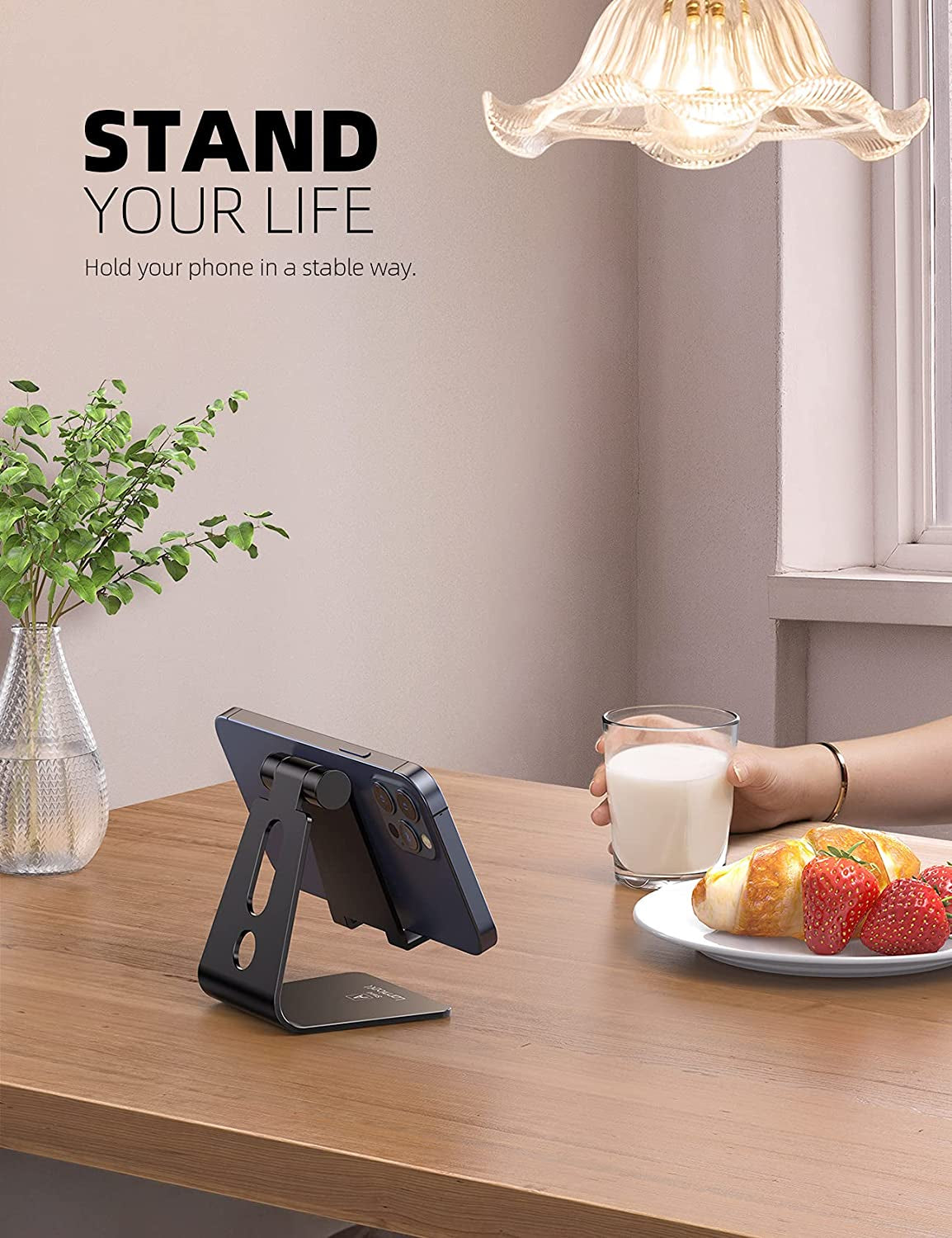 The SteadyGrip - Universal Adjustable Phone Stand for Desk & Home