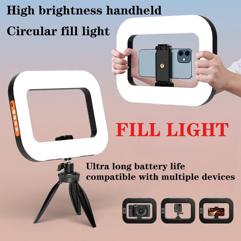 Versatile LumaHalo Pro — Rechargeable Handheld & Desktop LED Ring Fill Light for Live Streaming, Selfies & Mobile Content Creation