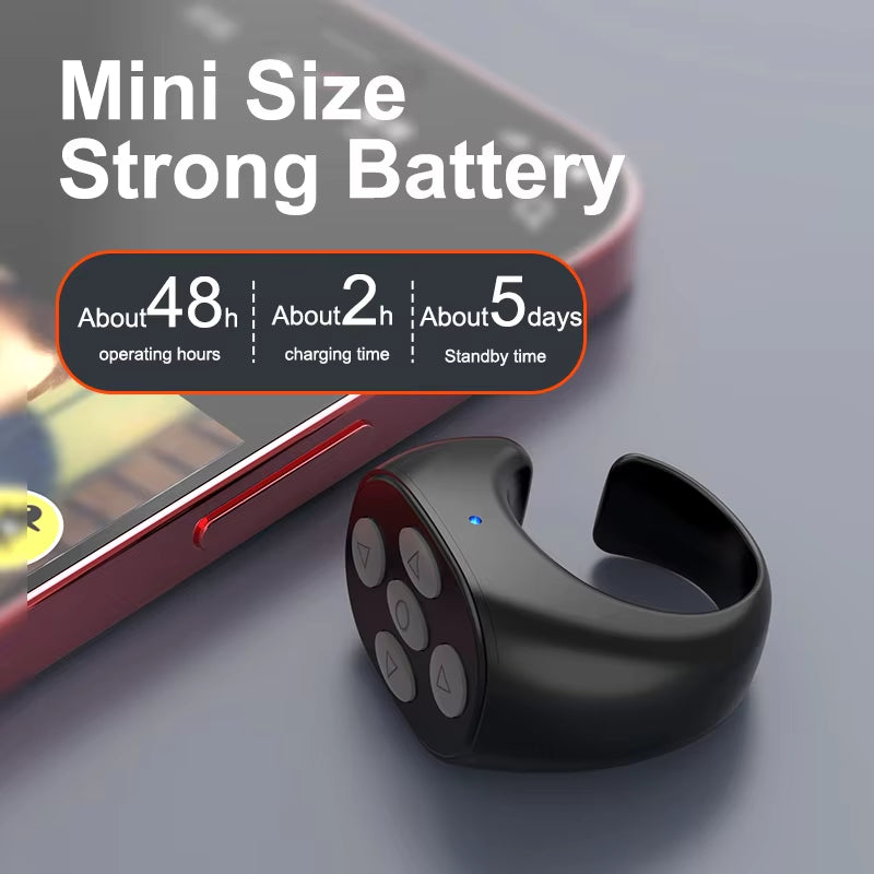 Versatile PulseRing Pro — 2025 Bluetooth Fingertip Controller (4-Button) for Selfies, Live Interaction & Shortcuts — 10 m Range (iPhone & Android)