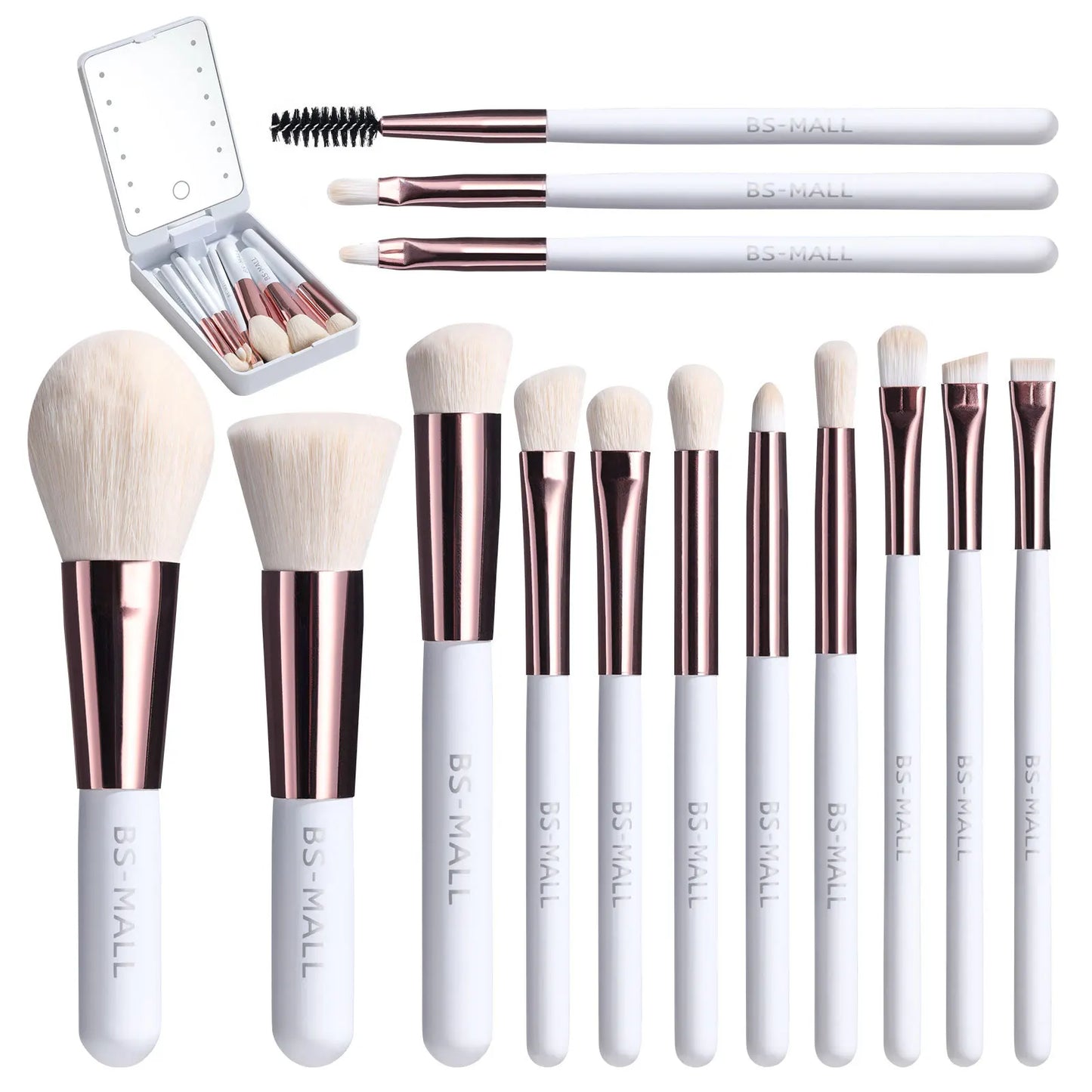 The LumiBrush Collection - Makeup Brush Set with Rechargeable LED Mirror