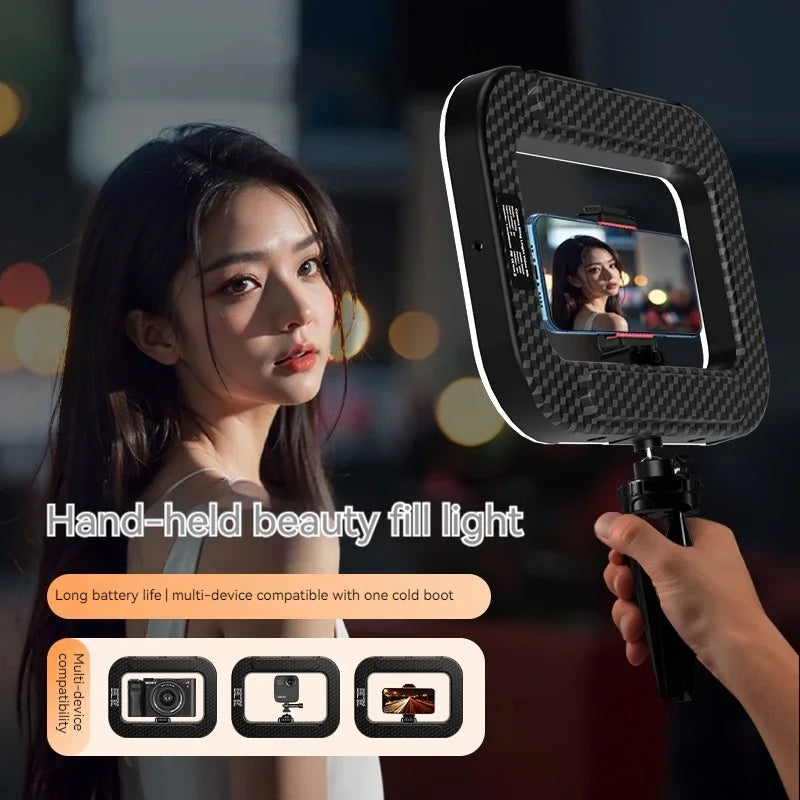 Versatile LumaHalo Pro — Rechargeable Handheld & Desktop LED Ring Fill Light for Live Streaming, Selfies & Mobile Content Creation