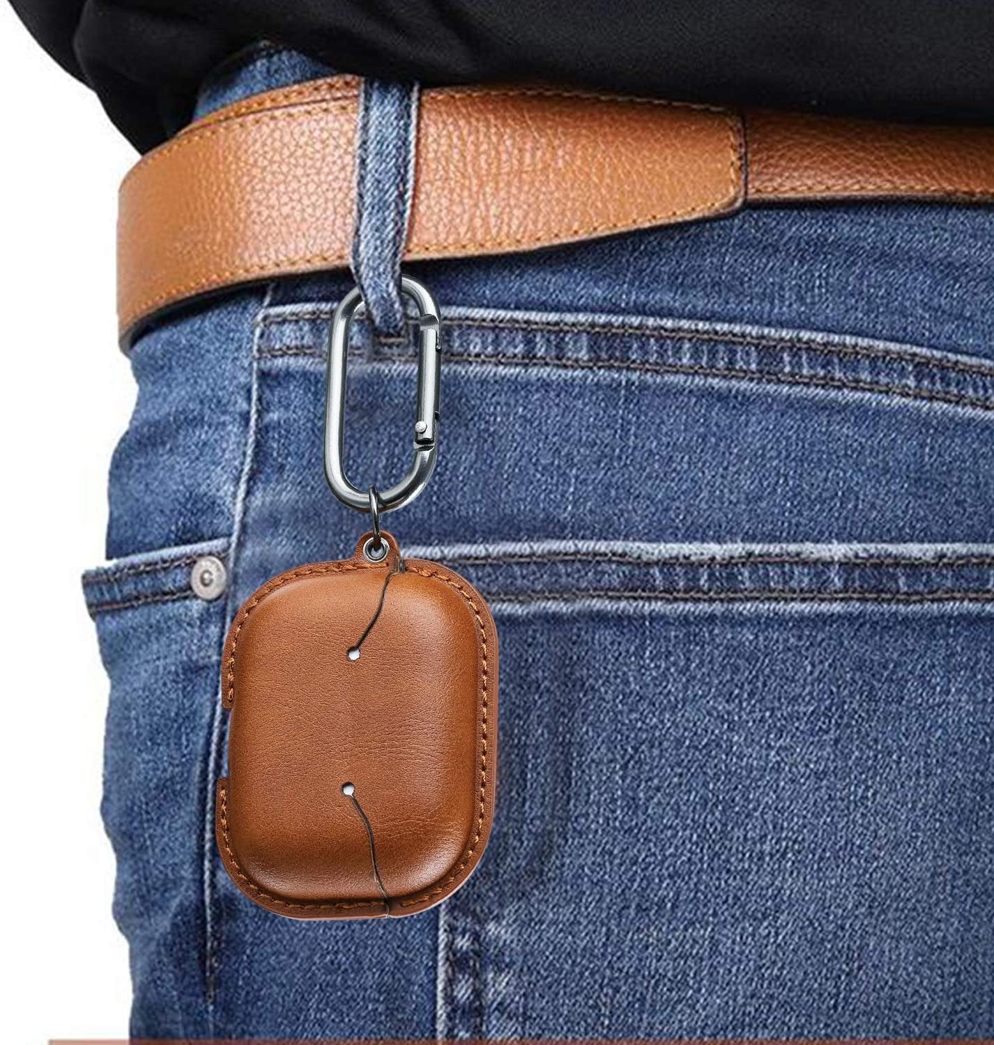 The AuraGuard Pro - Premium Leather Case with Keychain for AirPods Pro