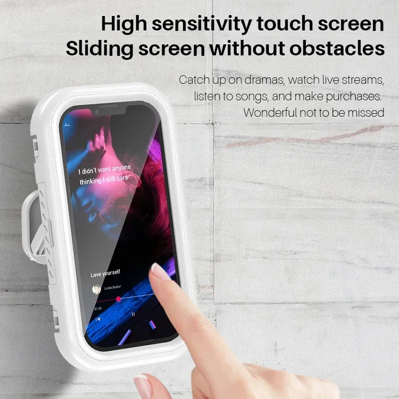 The AquaView - Waterproof Shower Phone Mount for Hands-Free Viewing