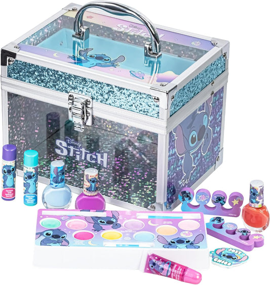The GlitterBox - Washable Play Makeup Kit for Kids in a Stitch Train Case
