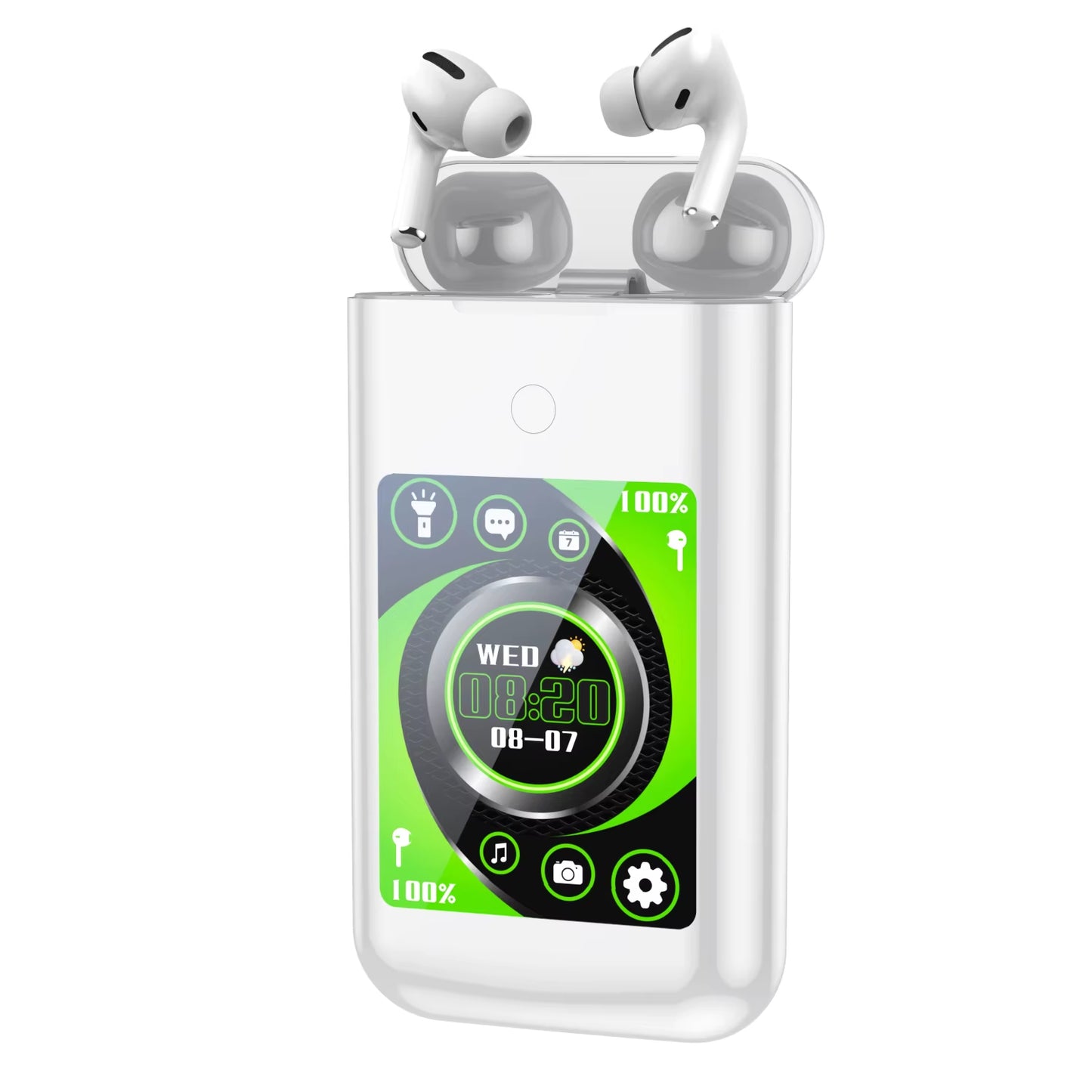 Versatile EchoCharge Pro — In-Ear Bluetooth Earphones with 2.8" Touchscreen Charging Case & Built-In Power Bank (Low-Latency Gaming • Hi-Fi Music)