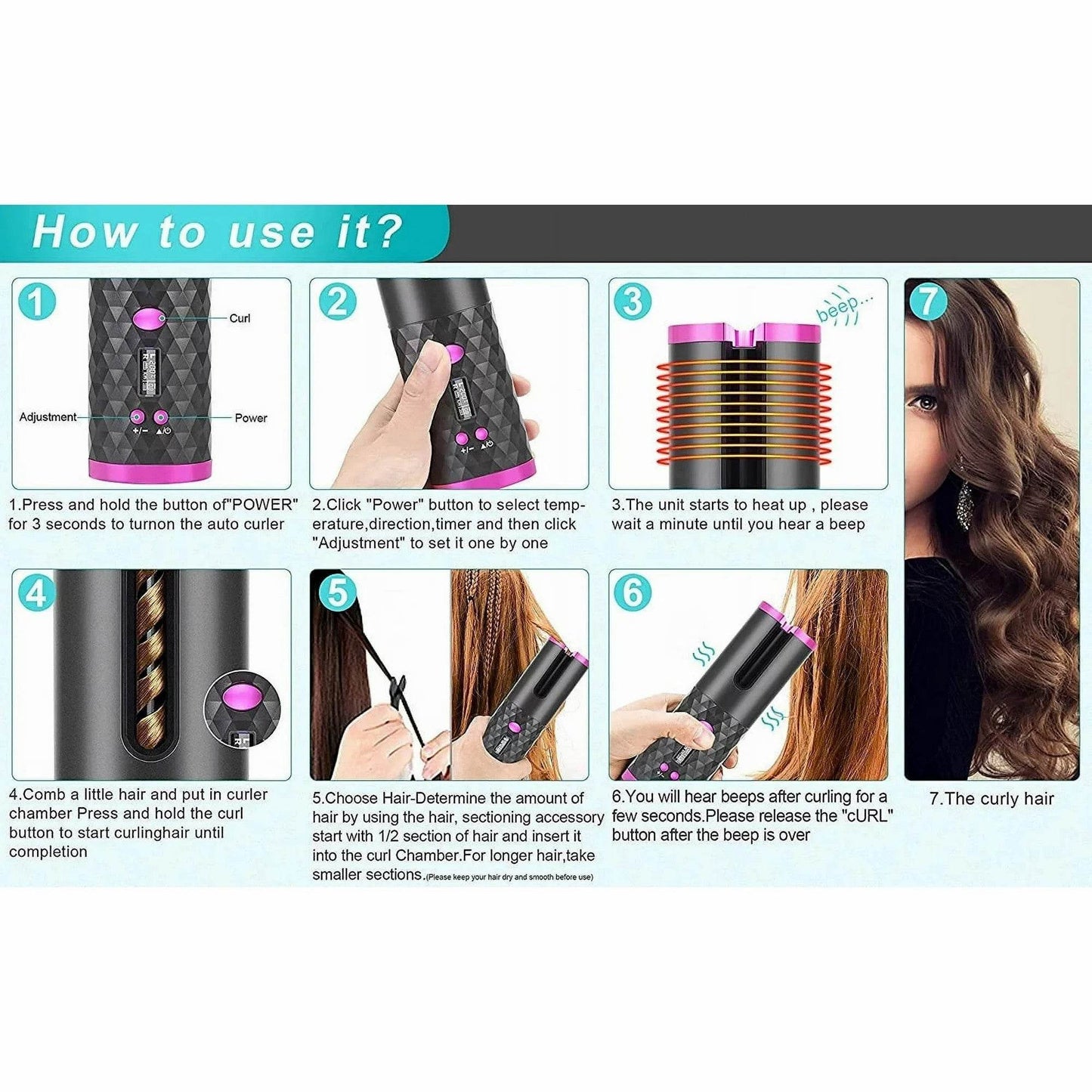 The Mirage Automatic Curling Wand - Effortless, Tangle-Free Curls - Versatile Hope