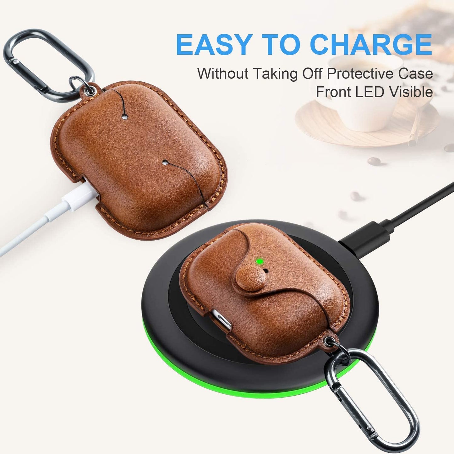 The AuraGuard Pro - Premium Leather Case with Keychain for AirPods Pro