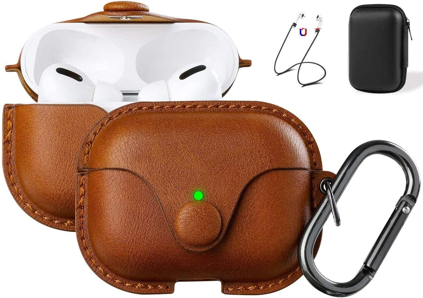 The AuraGuard Pro - Premium Leather Case with Keychain for AirPods Pro