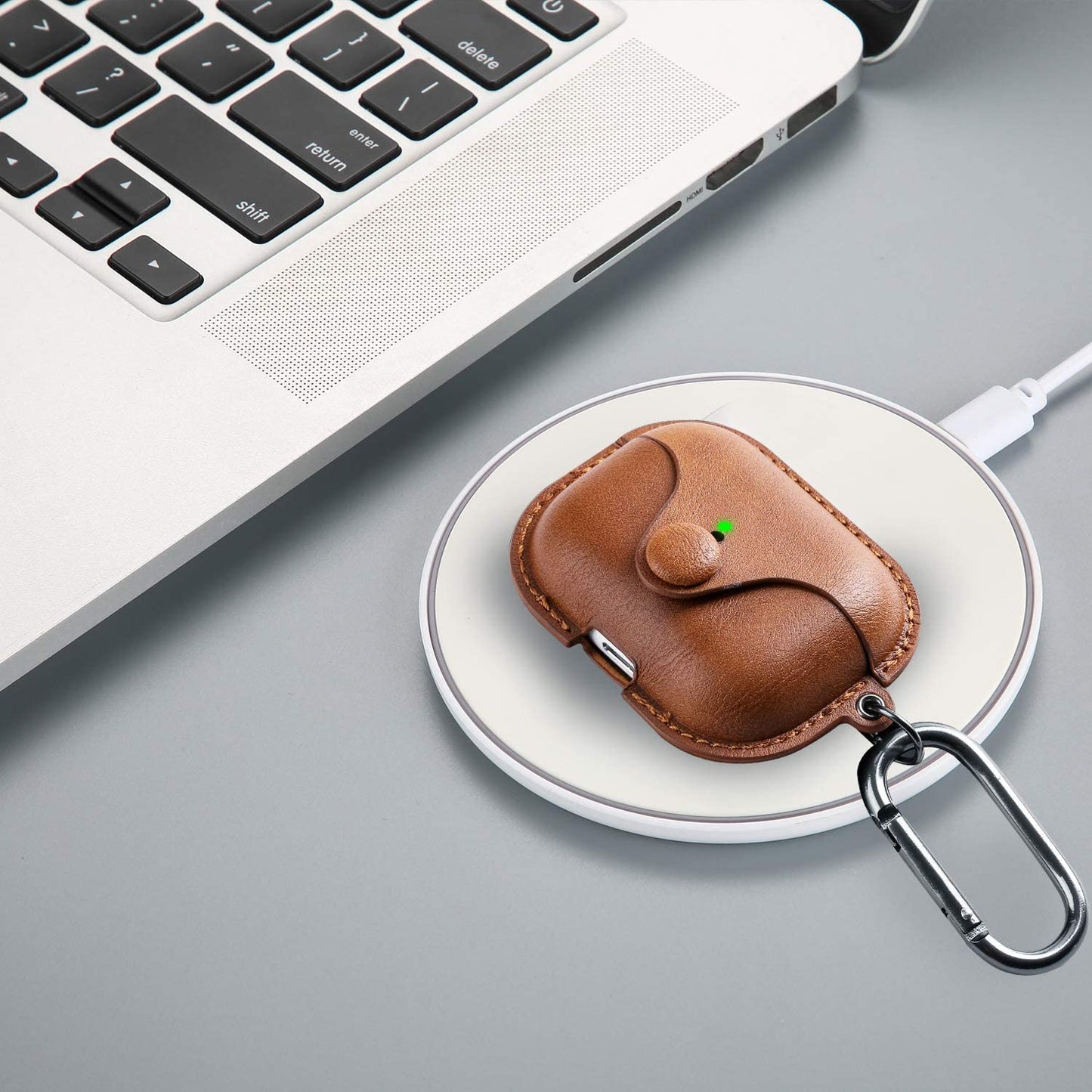 The AuraGuard Pro - Premium Leather Case with Keychain for AirPods Pro