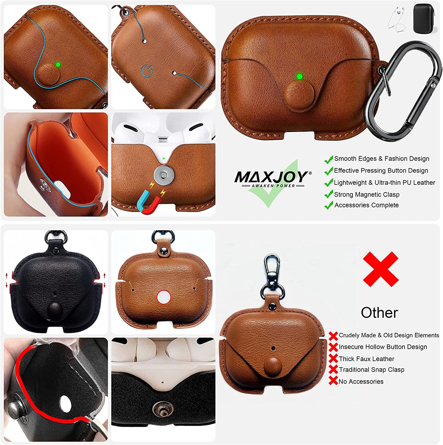 The AuraGuard Pro - Premium Leather Case with Keychain for AirPods Pro