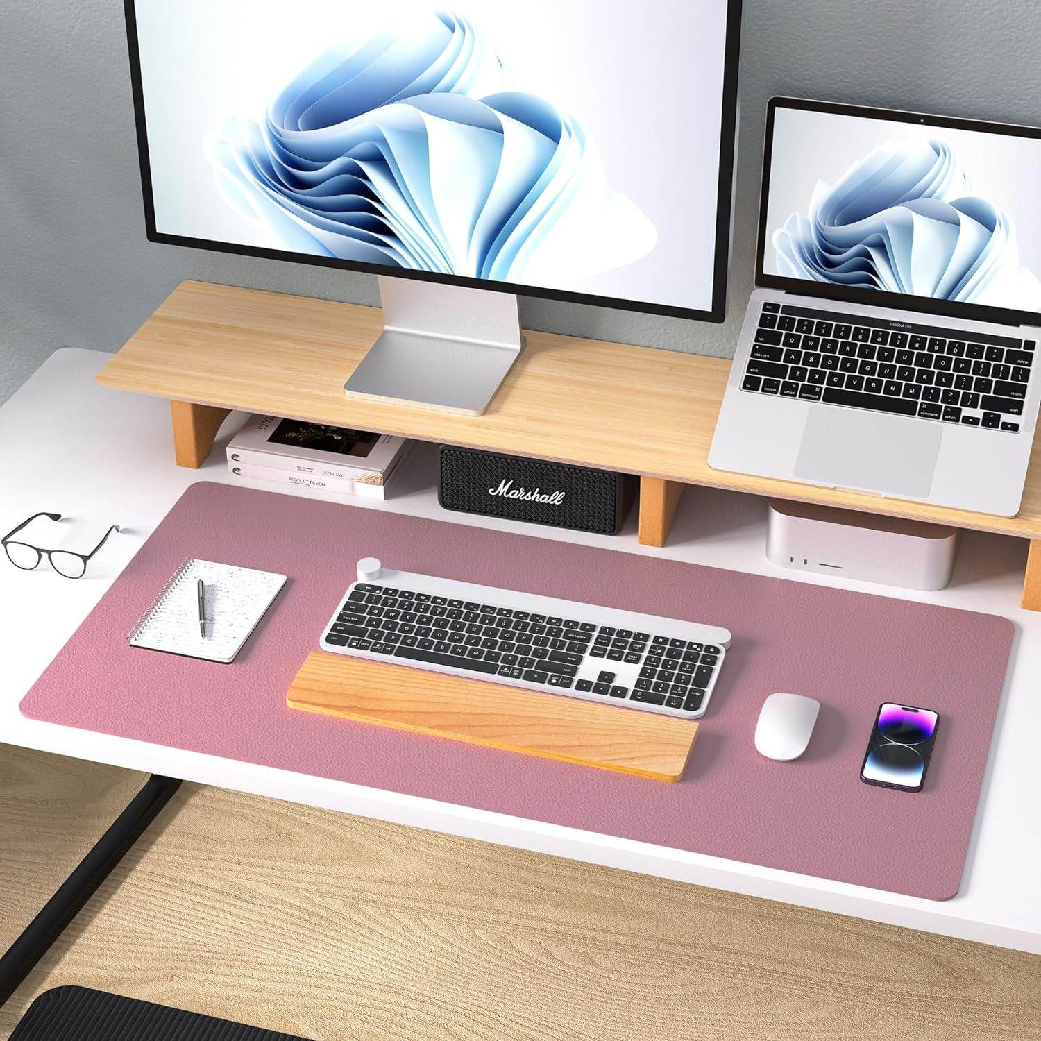 The Studio Mat - Luxe Leather Desk Protector in Blush Pink - Versatile Hope