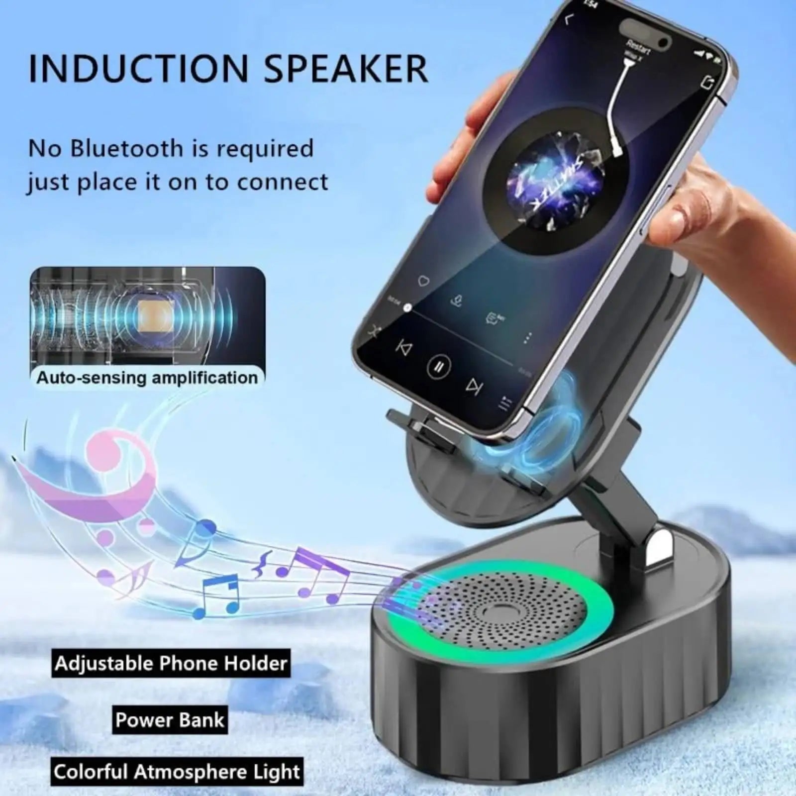 The AuraStation 5-in-1 - Wireless Charging Dock with Bluetooth Speaker & Ambient Light