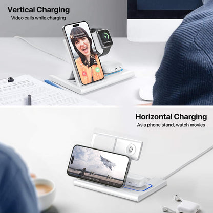 The AuraFold - 3-in-1 Foldable Wireless Charging Station for Apple Devices