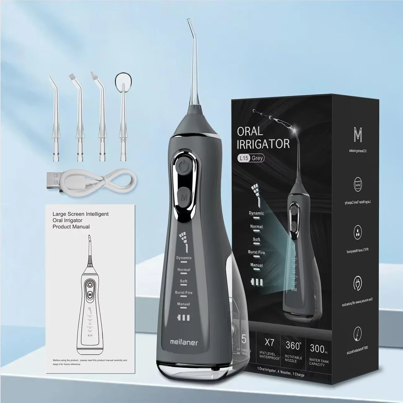 The AquaFloss Pro - Waterproof Oral Irrigator with 5 Cleaning Modes