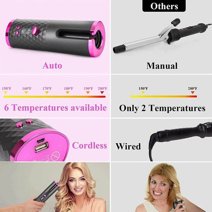 The Mirage Automatic Curling Wand - Effortless, Tangle-Free Curls - Versatile Hope