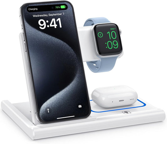 The AuraFold - 3-in-1 Foldable Wireless Charging Station for Apple Devices