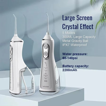 The AquaFloss Pro - Waterproof Oral Irrigator with 5 Cleaning Modes