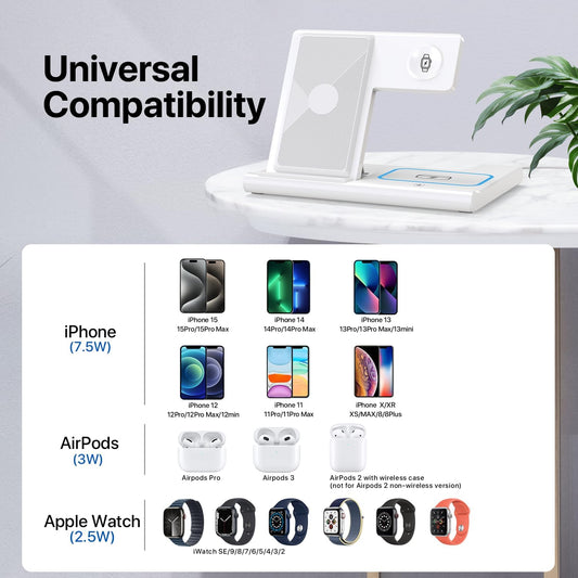 The AuraFold - 3-in-1 Foldable Wireless Charging Station for Apple Devices