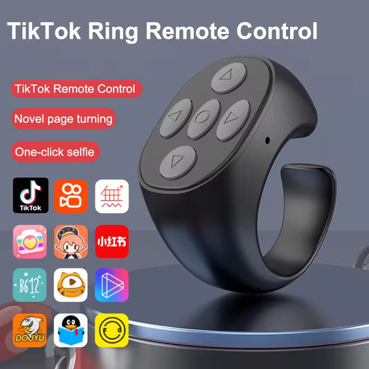 Versatile PulseRing Pro — 2025 Bluetooth Fingertip Controller (4-Button) for Selfies, Live Interaction & Shortcuts — 10 m Range (iPhone & Android)