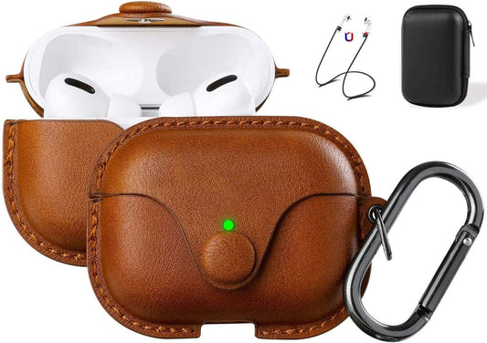 The AuraGuard Pro - Premium Leather Case with Keychain for AirPods Pro
