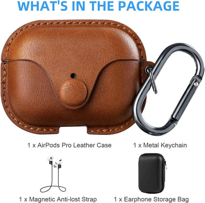 The AuraGuard Pro - Premium Leather Case with Keychain for AirPods Pro