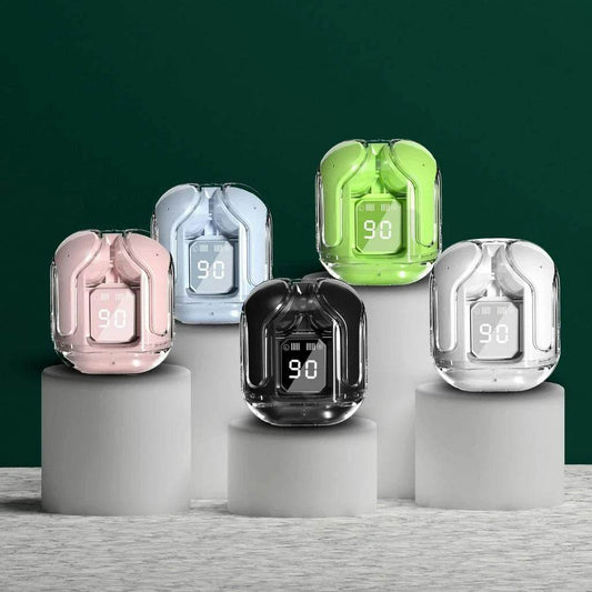 The Aura Transparent Wireless Earphones - with Digital Power Display - Versatile Hope