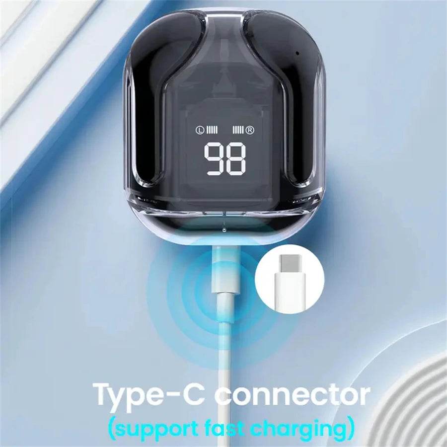 The Aura Transparent Wireless Earphones - with Digital Power Display - Versatile Hope