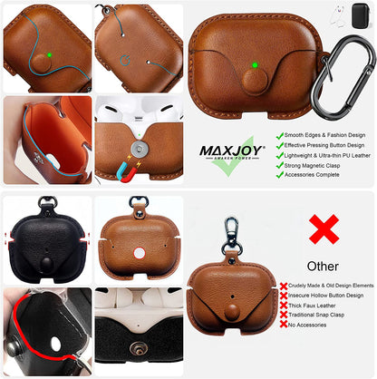 The AuraGuard Pro - Premium Leather Case with Keychain for AirPods Pro
